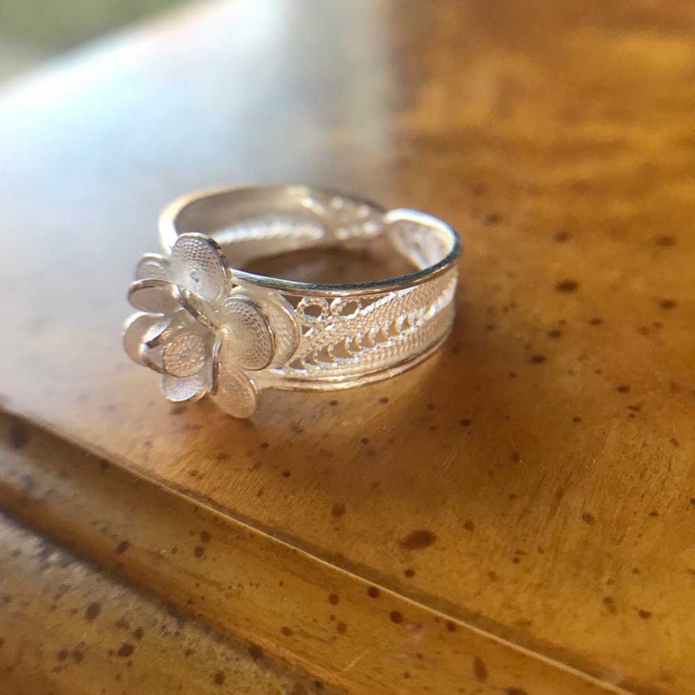 Sterling Silver Floral Ring - image 2