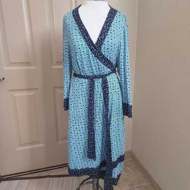 Anthropologie Pinkerton blue wrap dress size L - image 1