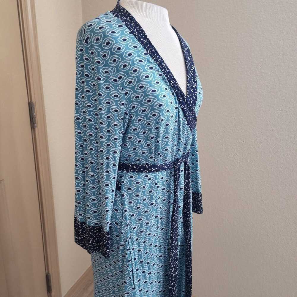 Anthropologie Pinkerton blue wrap dress size L - image 2