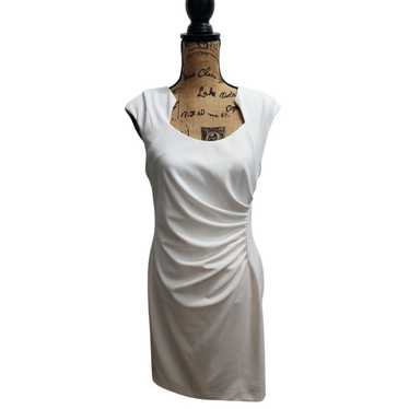 Calvin Klein Elegant White Ruched Sheath Dress Pr… - image 1