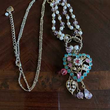 Betsey Johnson Blue Heart Necklace, Extremely Rare