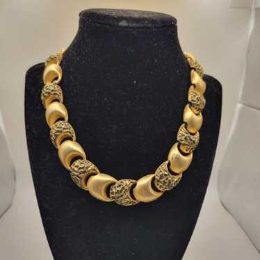 Vintage Gold tone Circle Thin Necklace - image 1