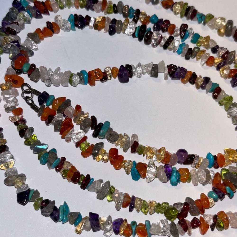 Extra long semi precious stone chip necklace - image 1