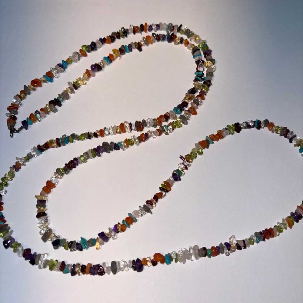 Extra long semi precious stone chip necklace - image 2