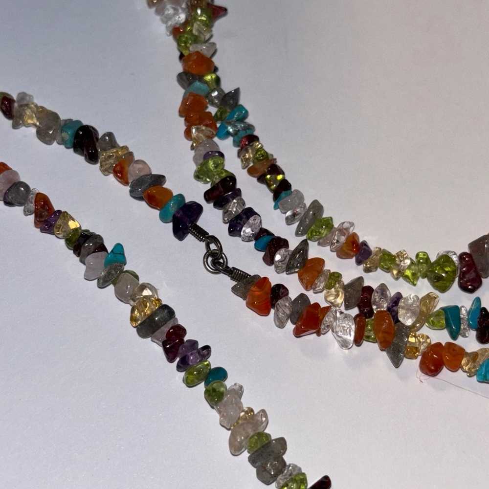 Extra long semi precious stone chip necklace - image 5