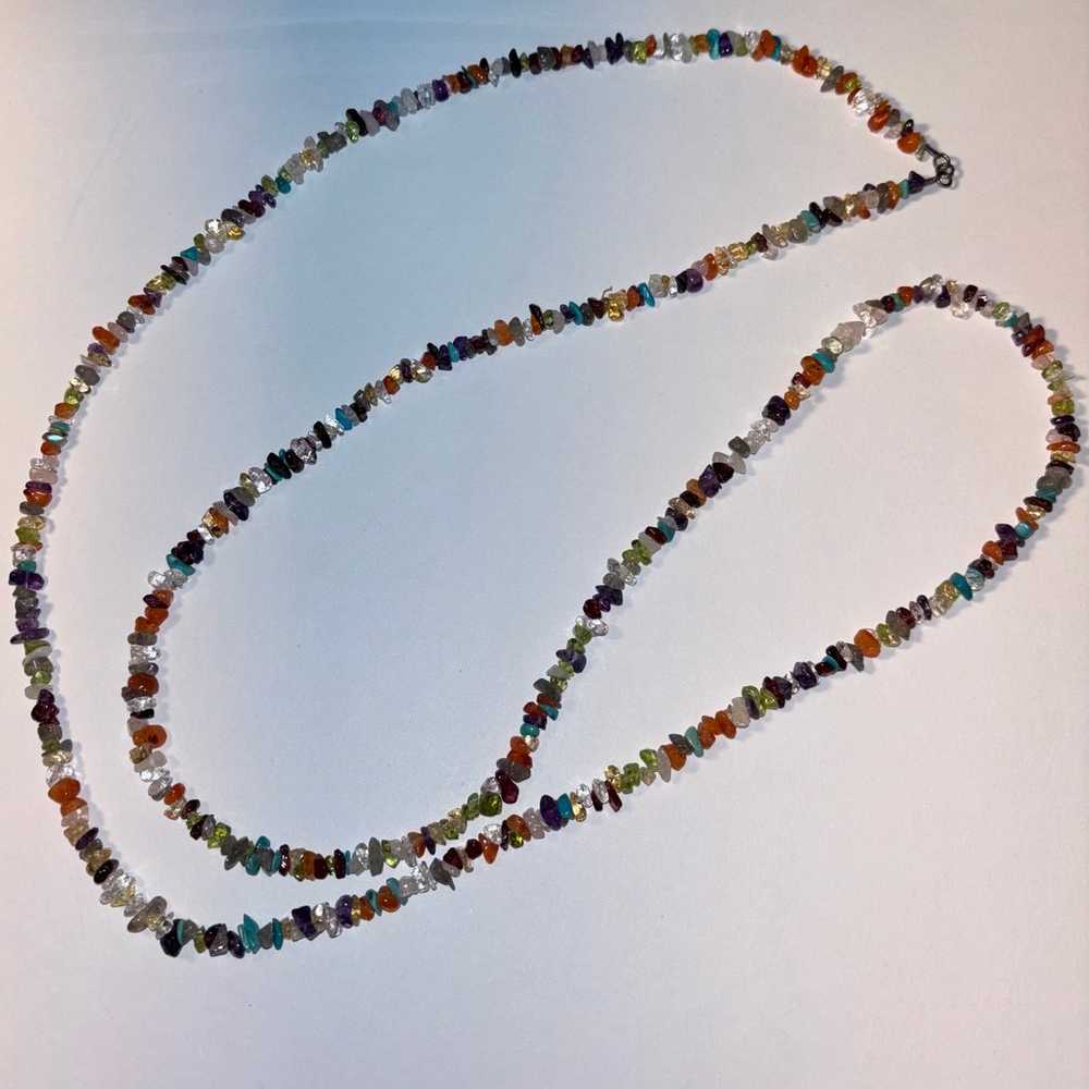 Extra long semi precious stone chip necklace - image 6