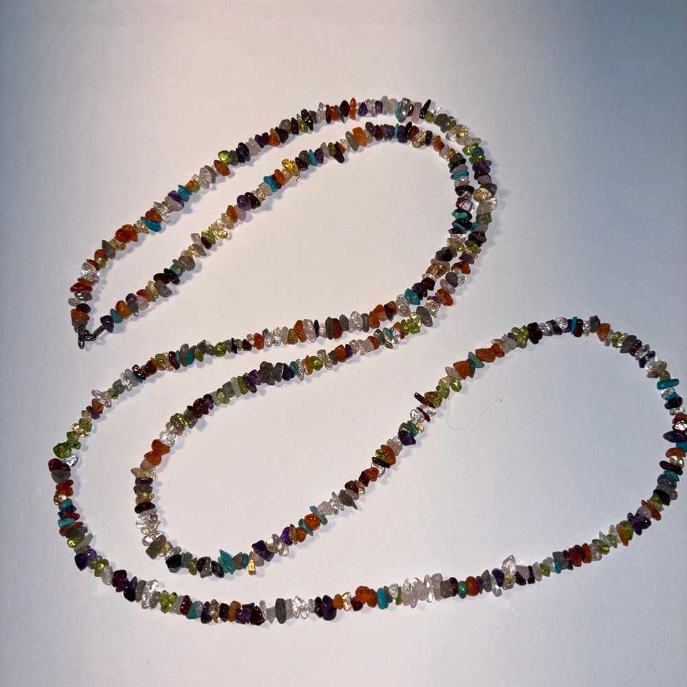 Extra long semi precious stone chip necklace - image 7