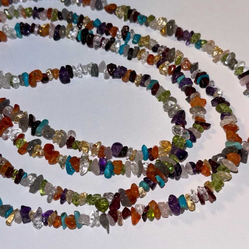 Extra long semi precious stone chip necklace - image 8