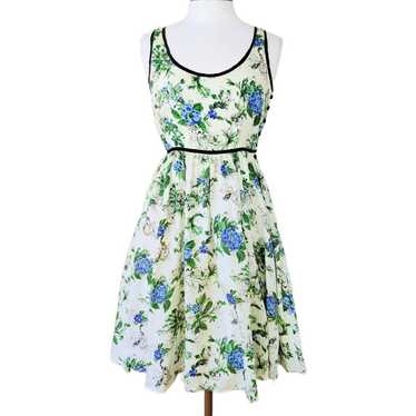 Anthropologie Odille Retro Silk Floral Fit & Flare