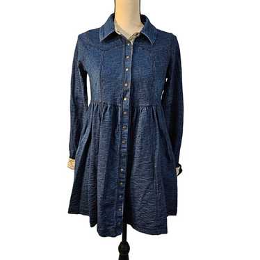 Free People Womans Size Small Indigo Knit Babydoll