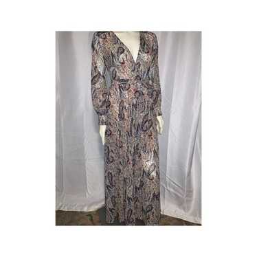 NWOT INDIGO ROSE PAISLEY CHIFFON MAXI DRESS MEDIUM