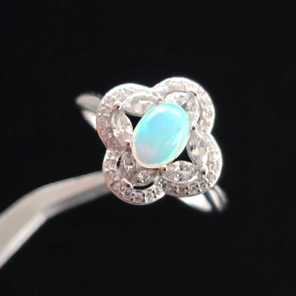 Genuine Opal rhodium sterling silver cz diamonds … - image 4