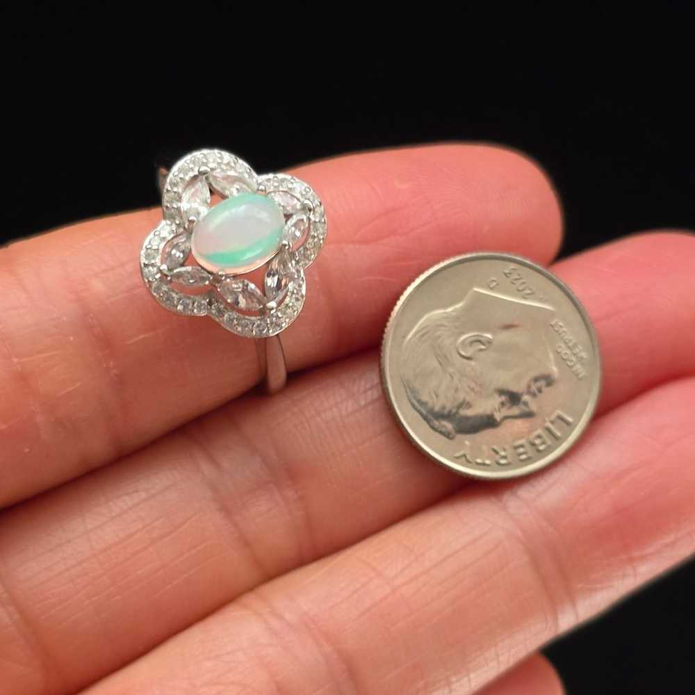 Genuine Opal rhodium sterling silver cz diamonds … - image 7