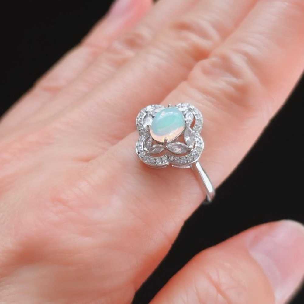 Genuine Opal rhodium sterling silver cz diamonds … - image 9