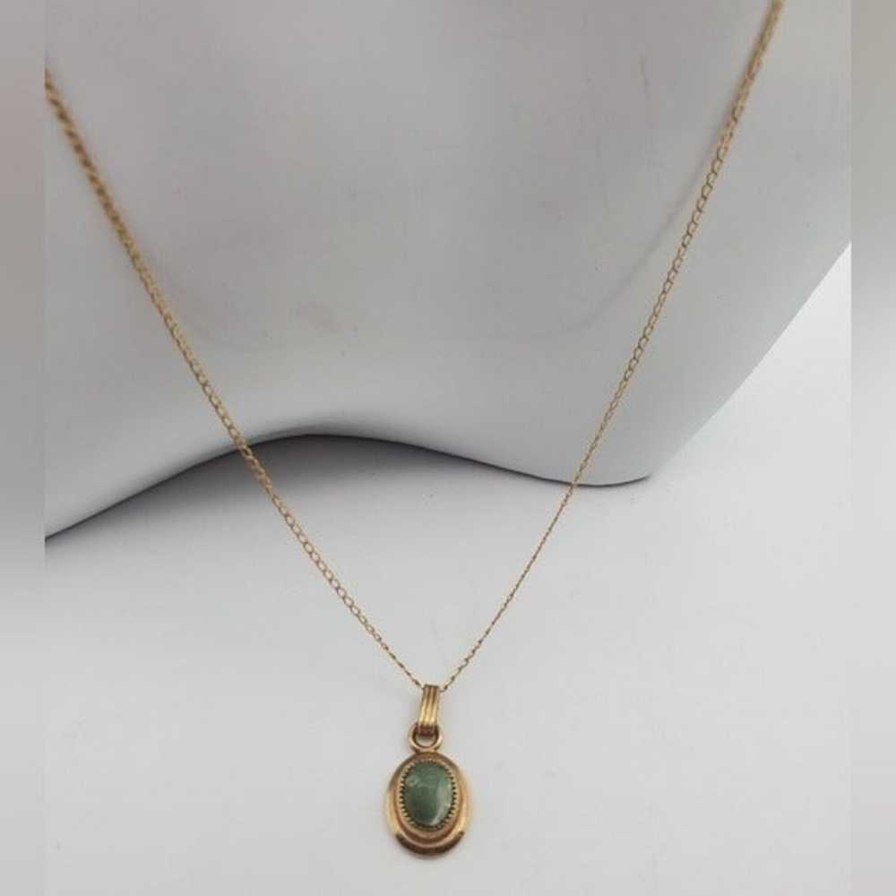 Sarah coventry Emerald medallion gold filled neck… - image 1