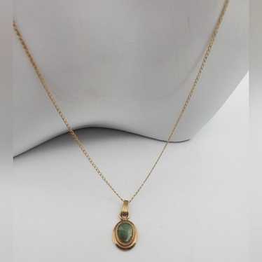 Sarah coventry Emerald medallion gold filled neck… - image 1