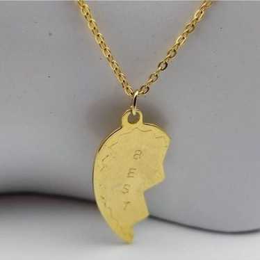 Best friends heart piece gold plated necklace