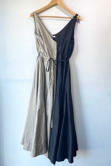 Nina Ricci Black Taupe Blocked Silk Gown