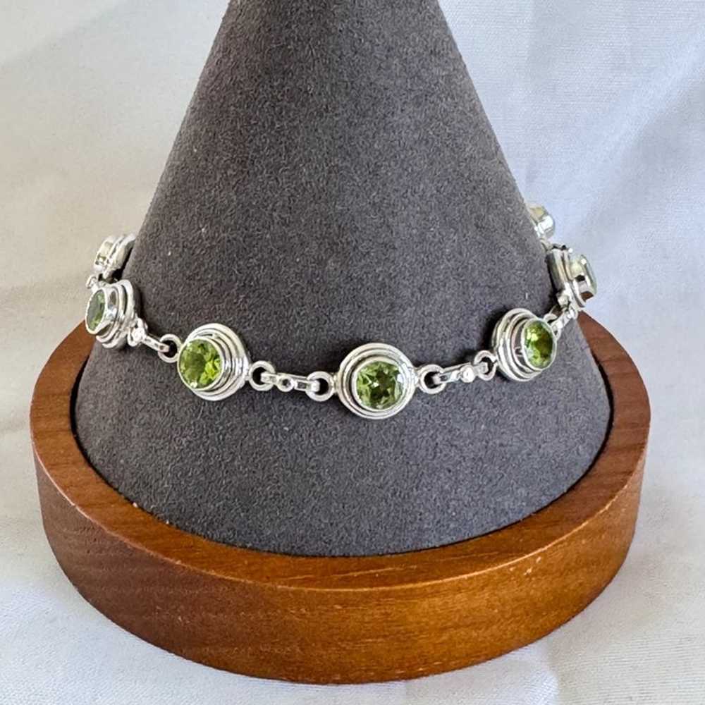 VTG Solid Sterling Silver 925 Peridot Bezel Set L… - image 1