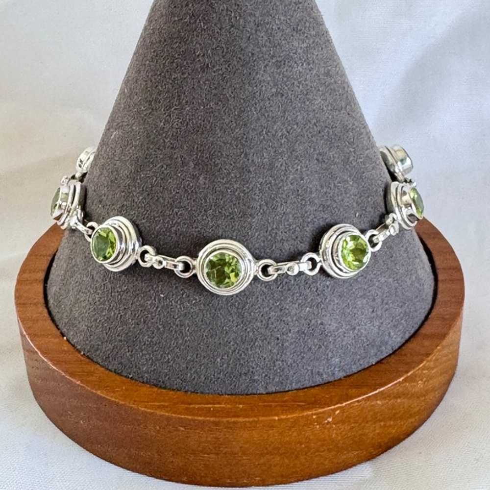 VTG Solid Sterling Silver 925 Peridot Bezel Set L… - image 2