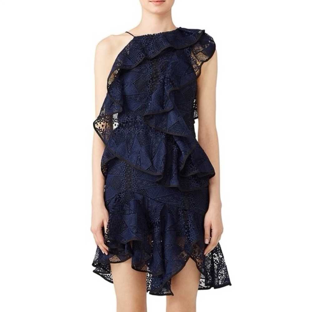 Acler Bentley Navy Blue Asymmetric Ruffle Lace Dr… - image 2