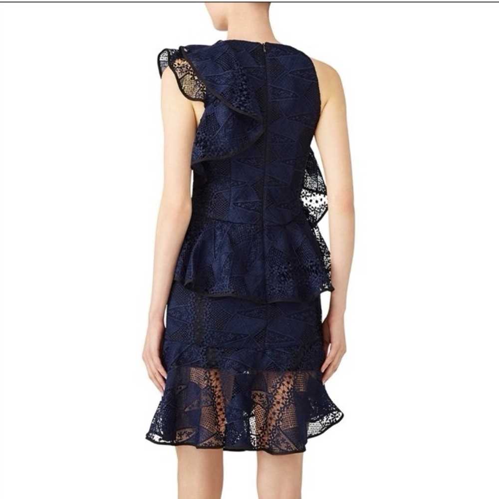 Acler Bentley Navy Blue Asymmetric Ruffle Lace Dr… - image 3