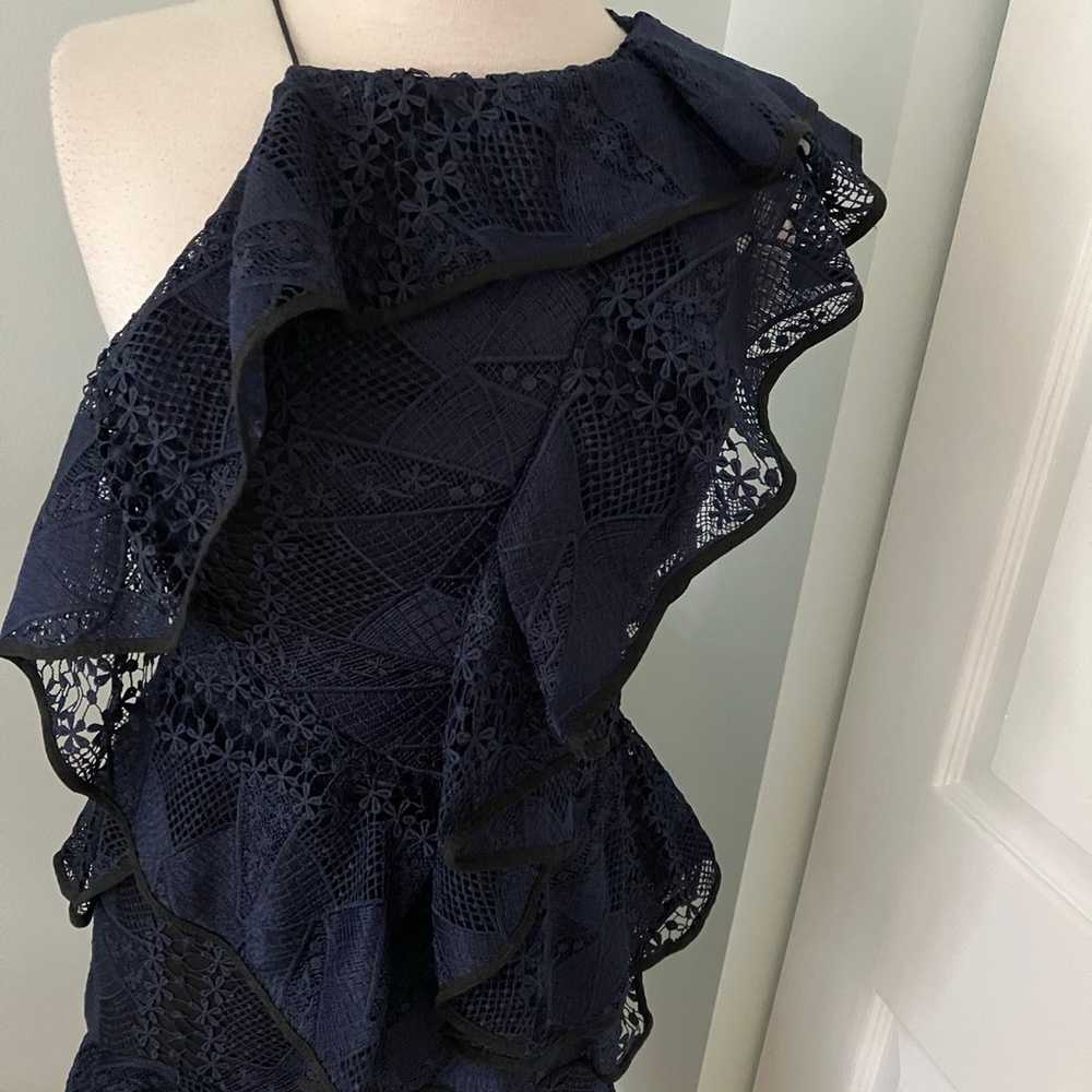 Acler Bentley Navy Blue Asymmetric Ruffle Lace Dr… - image 6