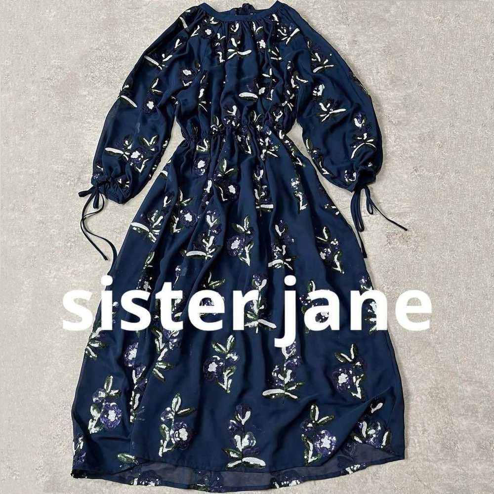 Sister Jane Sequin Floral Dress Navy - image 1