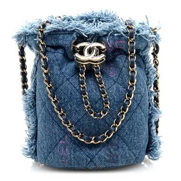 CHANEL Denim Quilted Mood Mini Bucket With Chain B