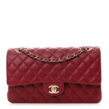 CHANEL Lambskin Quilted Medium Double Flap Burgund