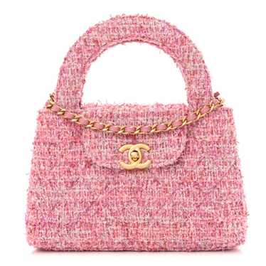 CHANEL Tweed Quilted Nano Kelly Shopper Pink