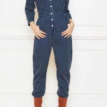 Blue pinstripe jumpsuit