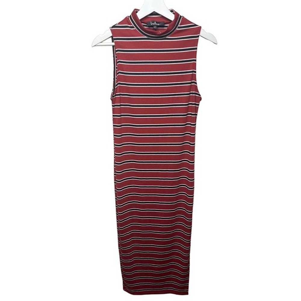 Lulus Dress Womens Tank Midi Striped Red Black Sm… - image 1