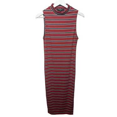 Lulus Dress Womens Tank Midi Striped Red Black Sm… - image 1