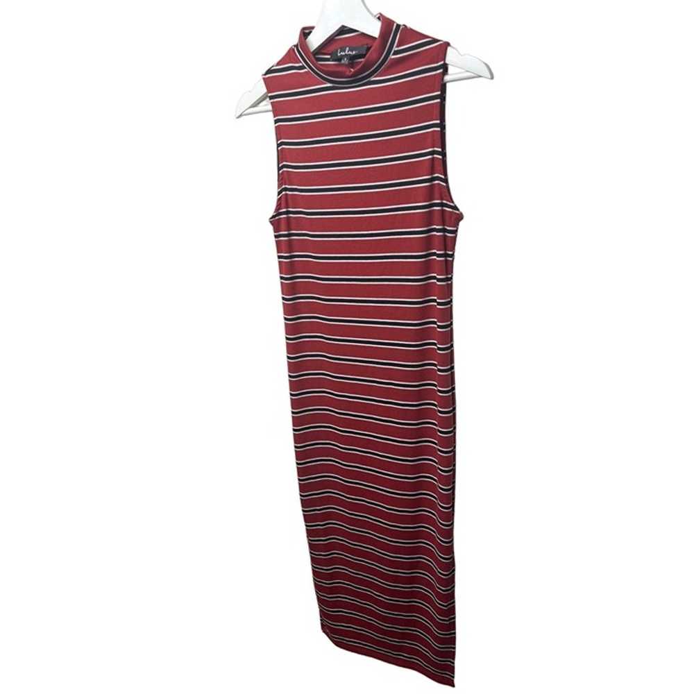 Lulus Dress Womens Tank Midi Striped Red Black Sm… - image 4