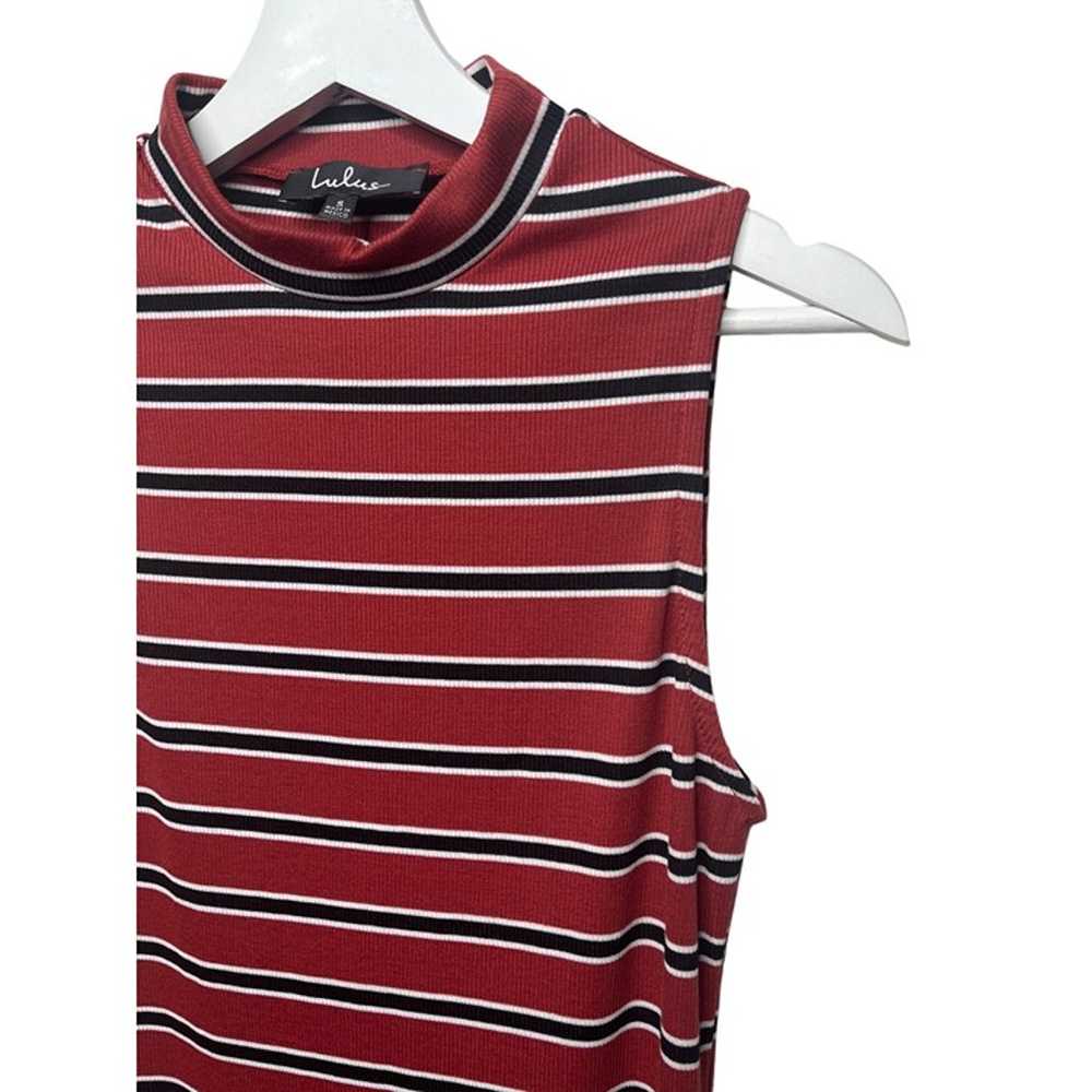 Lulus Dress Womens Tank Midi Striped Red Black Sm… - image 5