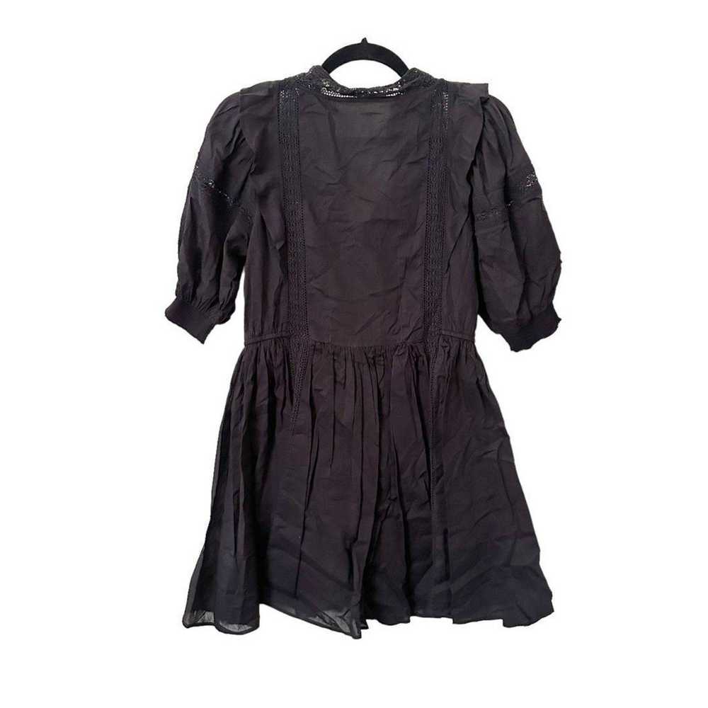 MANGO Puff Sleeve Embroidered Mini Dress Black Sz… - image 3