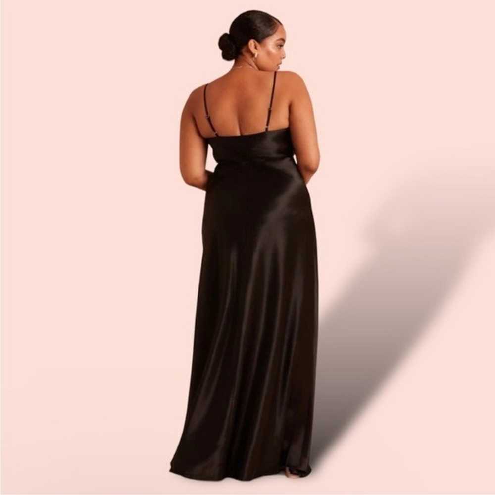 Birdy Grey Black Shiny Satin Long Maxi Drape Fron… - image 2