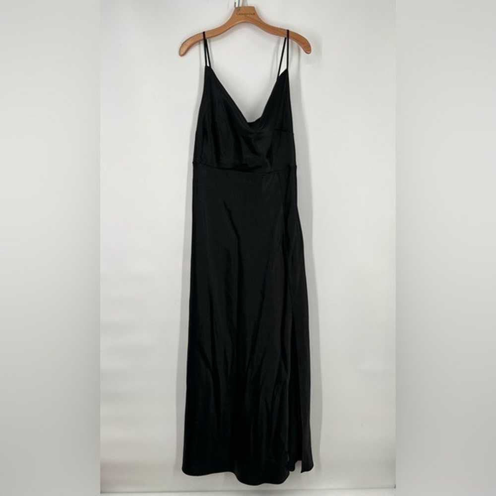 Birdy Grey Black Shiny Satin Long Maxi Drape Fron… - image 3