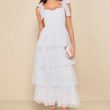 New Lulus Radiant Shiny White Organza Tiered Maxi 