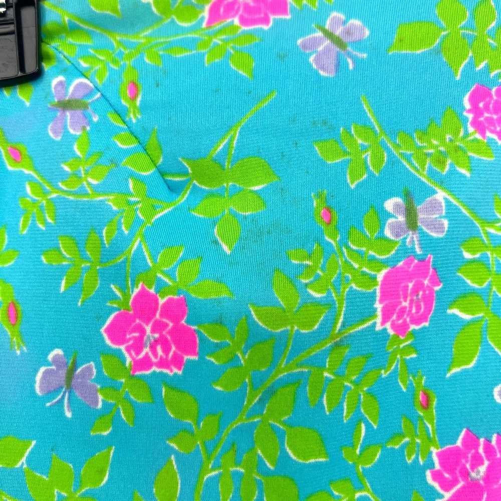 VTG Vanda Key West VIBRANT Blue Green Floral Pink… - image 4