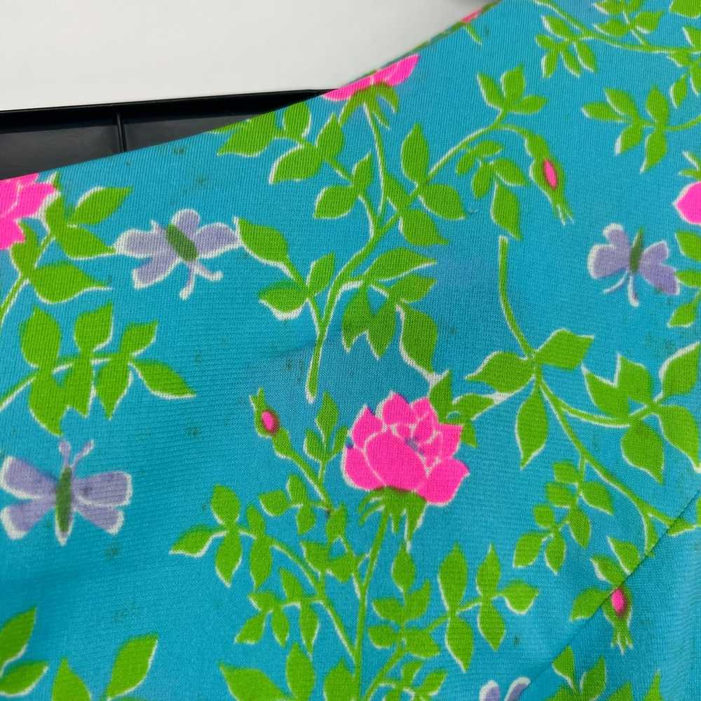 VTG Vanda Key West VIBRANT Blue Green Floral Pink… - image 5