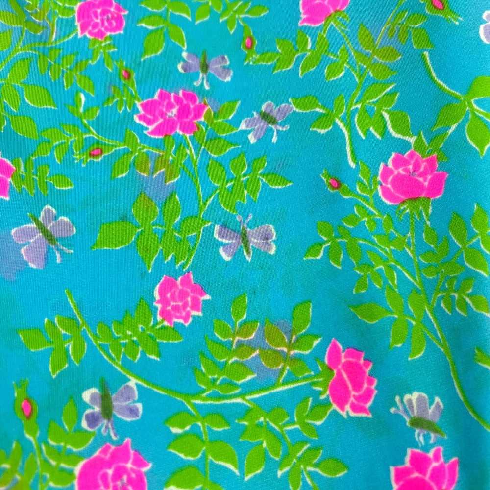 VTG Vanda Key West VIBRANT Blue Green Floral Pink… - image 8