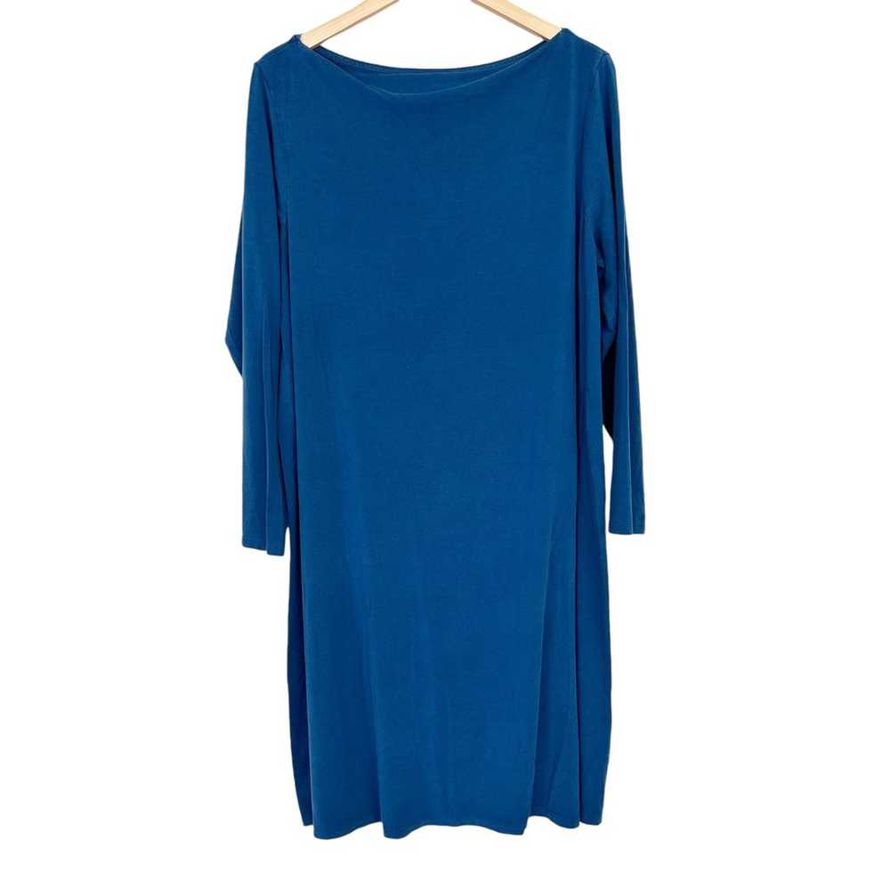 Eileen Fisher Blue Tencel Long Sleeve Dress Sz XL - image 1