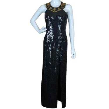 Robert Anthony vintage black gold sequins beaded f