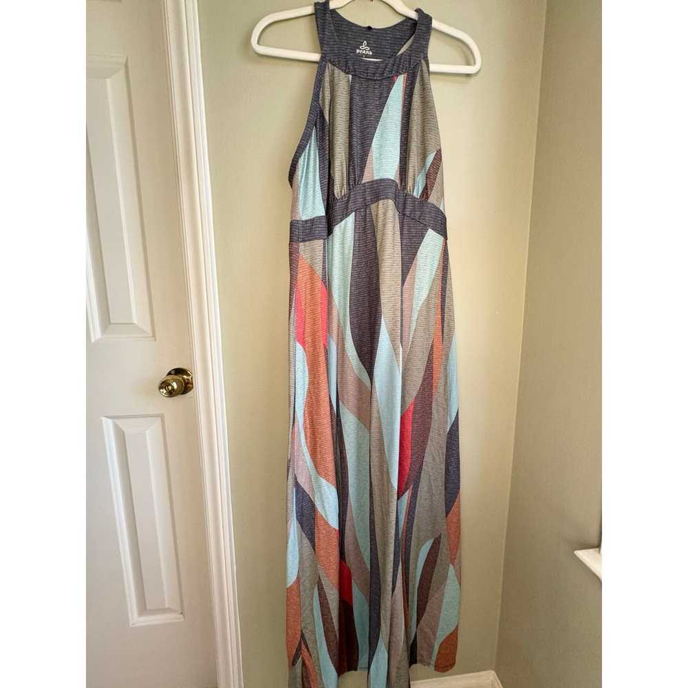 Prana Calexico Maxi Dress Charcoal Wavy Sz L Race… - image 5