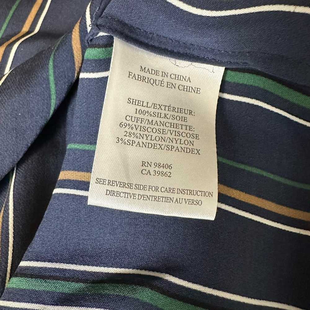 NWOT Theory Navy Blue 100% Silk Striped Draw Stri… - image 10