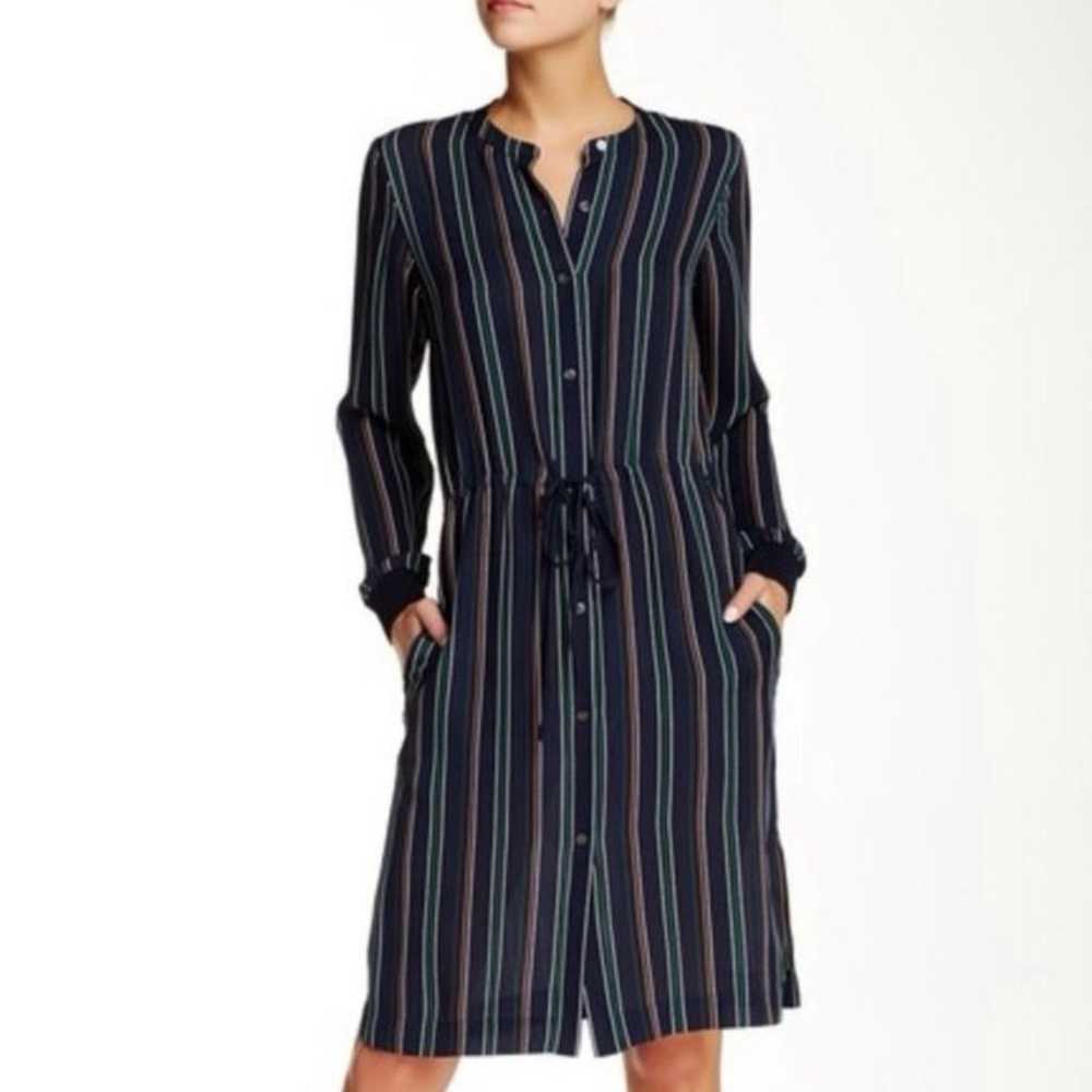 NWOT Theory Navy Blue 100% Silk Striped Draw Stri… - image 3