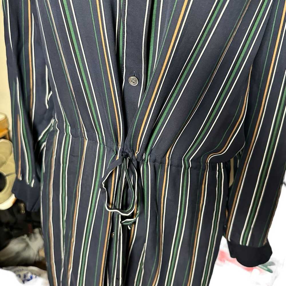 NWOT Theory Navy Blue 100% Silk Striped Draw Stri… - image 7