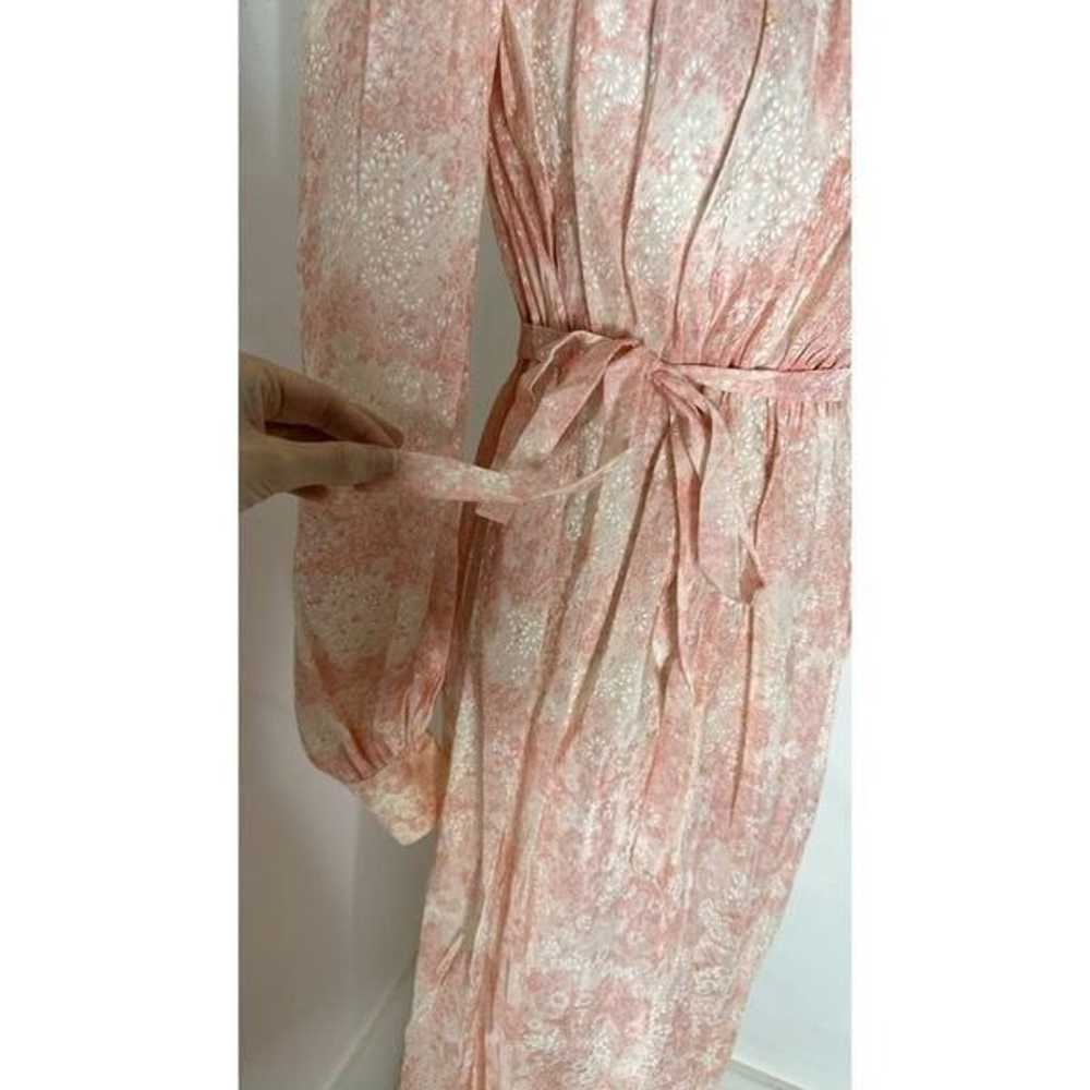 Vintage 70s Pink Floral Regency Revival Maxi Dress - image 3